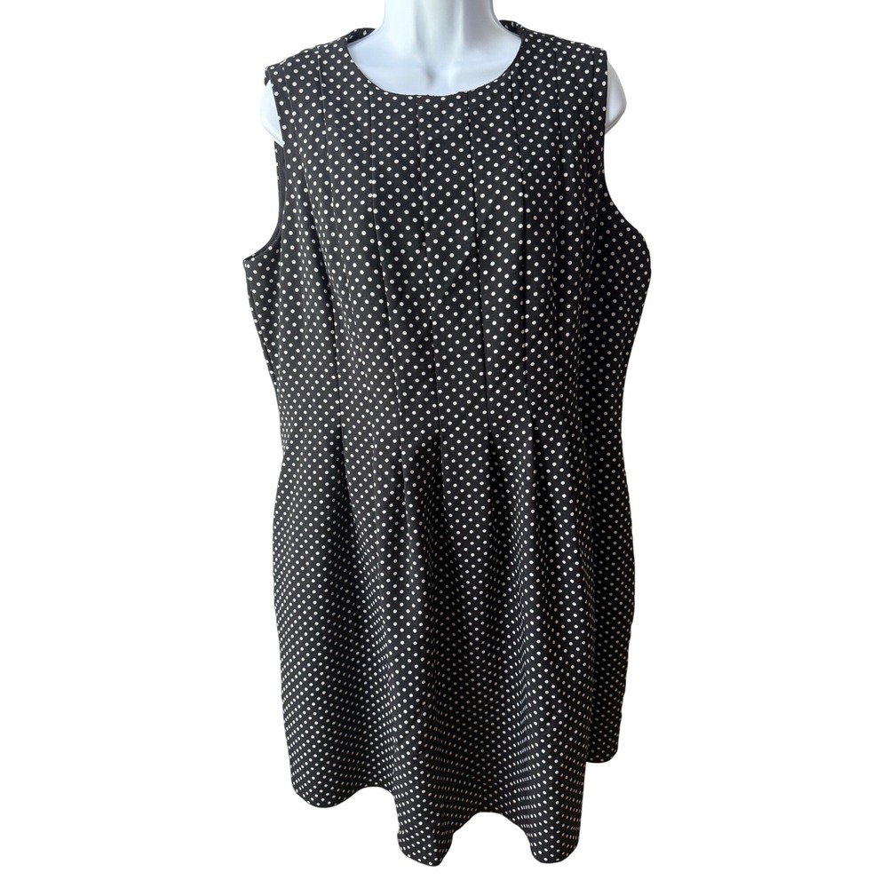 Anne Klein Black Dress with White Polka Dots Size 14W